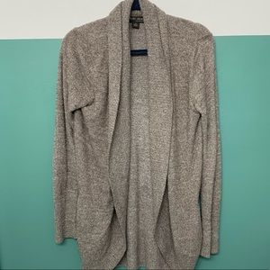 Barefoot Dreams Cozychic Lite Circle Cardigan in Cocoa/Pearl Size Medium